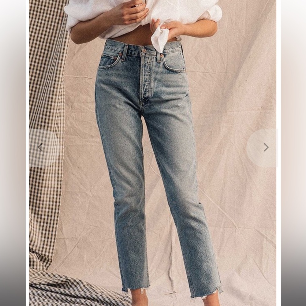Agolde Riley High Rise Crop Jeans in Zephyr